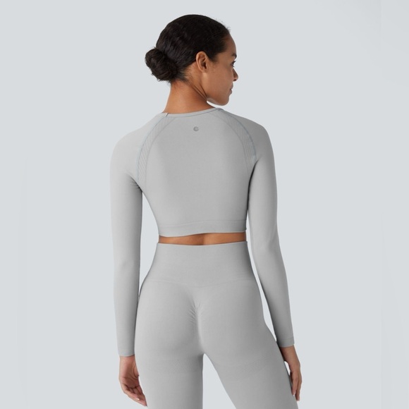 Halara Women’s Seamless Flow High Waisted Ruched 7/8 Yoga Leggings Sz S In Gray - Picture 2 of 6